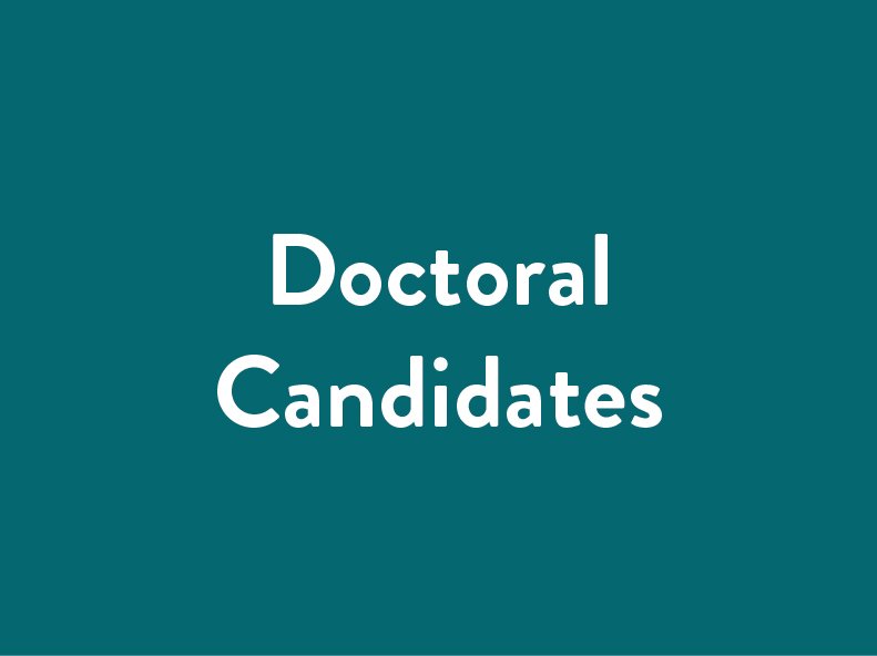 Text: "Doctoral Candidates" on teal background.
