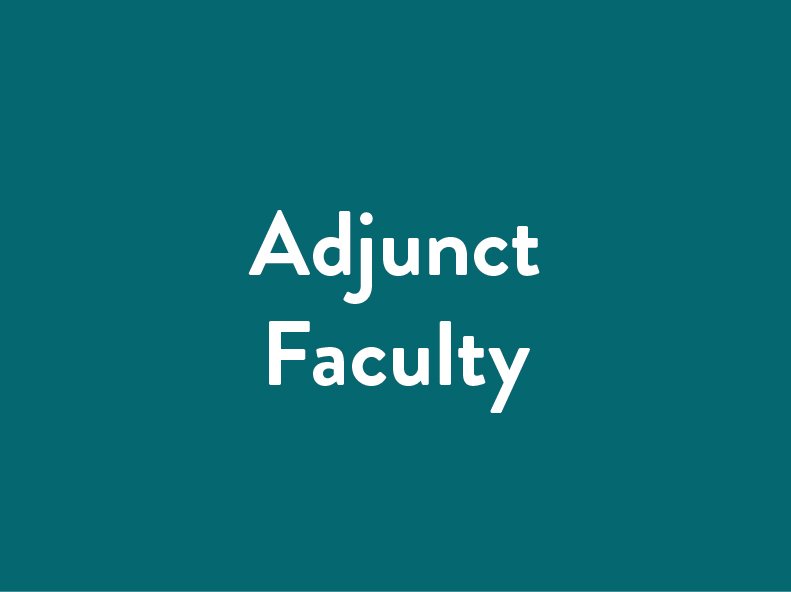 White text on teal background: "Adjunct Faculty".