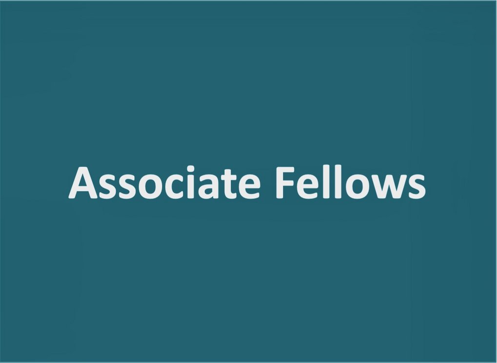 Associate Fellows is written in white on teal background.