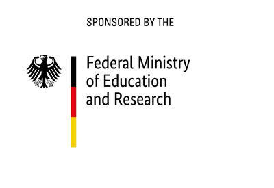 The phrase "Sponsored by the Federal Ministry of Education and Research" is displayed, featuring the ministry's logo and German national colors.