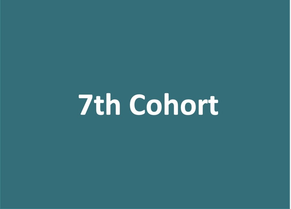 7th cohort in white on teal background.
