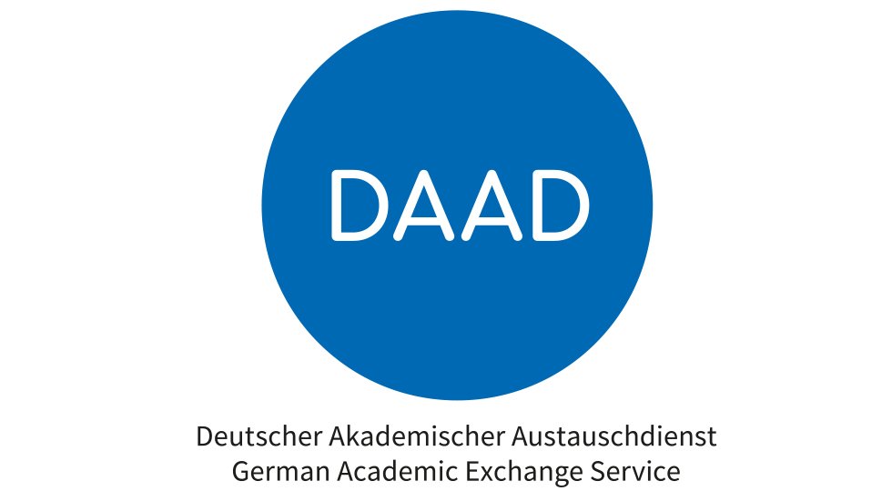 DAAD logo in white on blue backround.