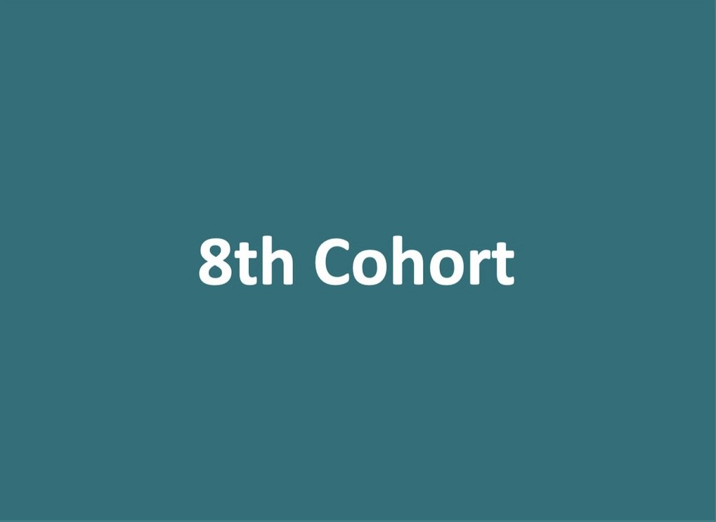 8. Cohort written in white on teal background.