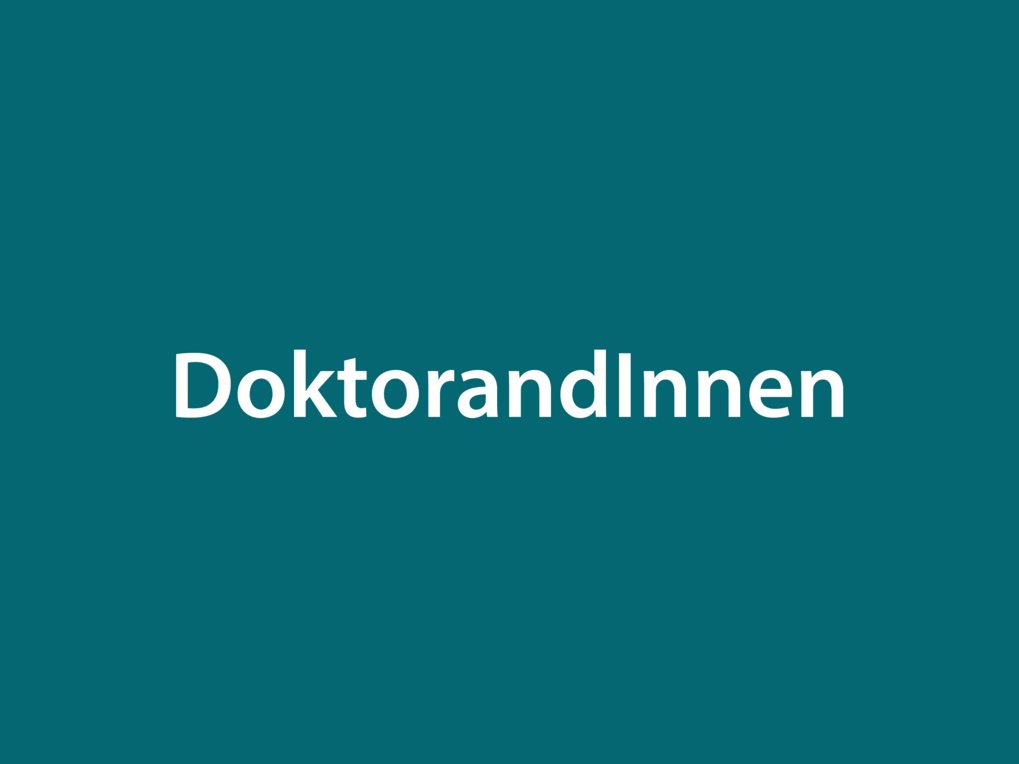 Text "DoktorandInnen" auf grünem Hintergrund.